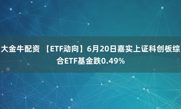 大金牛配资 【ETF动向】6月20日嘉实上证科创板综合ETF基金跌0.49%