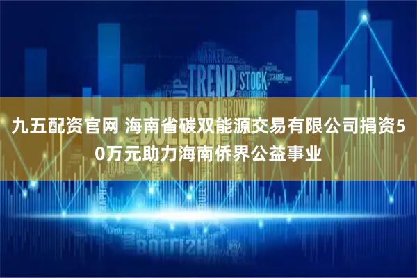 九五配资官网 海南省碳双能源交易有限公司捐资50万元助力海南侨界公益事业